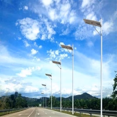 Certificación CE RoHS de alta potencia 30W 40W 60W 70W 80W 100W 120W Luminaria Farola solar LED Iluminación exterior con poste HDG